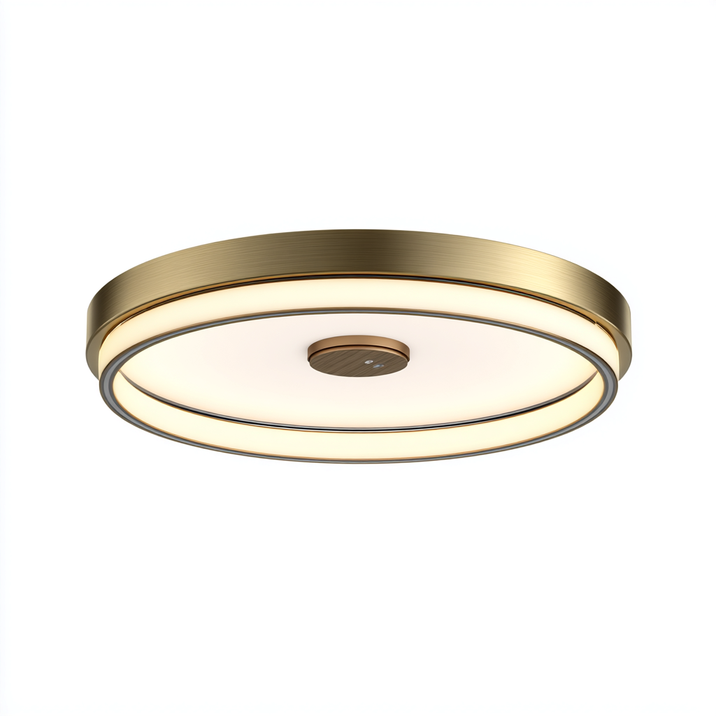 Plafonnier-métal-acrylique-38x38x7 cm-or-style moderne minimaliste-Airyara