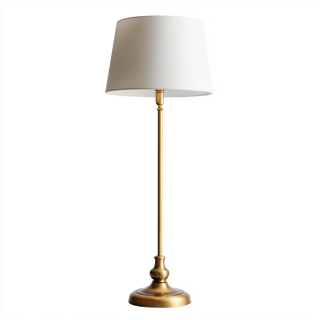 Lampadaire métal-tissu 40x28x165 cm - doré-blanc - style classique-Airyara