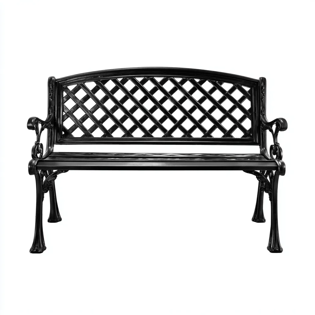Banc de jardin-métal-125x63x84 cm-noir-style classique-Airyara
