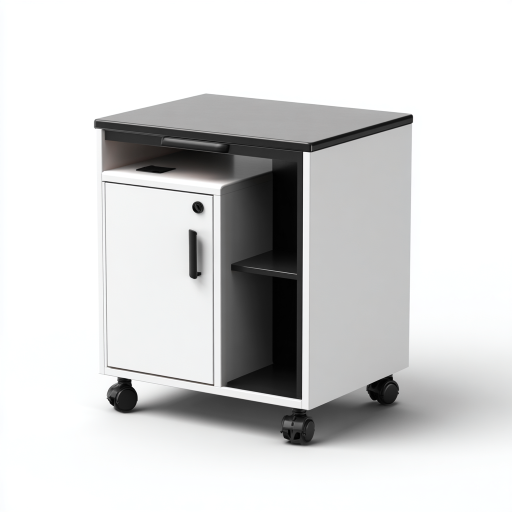 Armoire de bureau-métal-58x42x66 cm-blanc-noir-moderne-Airyara