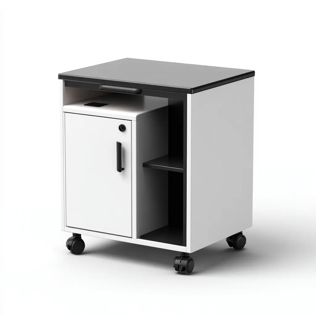 Armoire de bureau-métal-58x42x66 cm-blanc-noir-moderne-Airyara