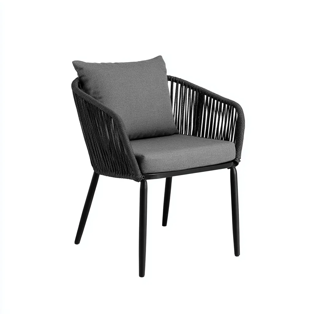 Chaise de jardin-métal-tissu-62x58x82 cm-gris-noir-style moderne-Airyara