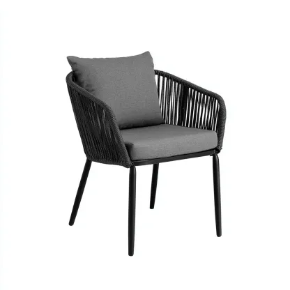 Chaise de jardin-métal-tissu-62x58x82 cm-gris-noir-style moderne-Airyara