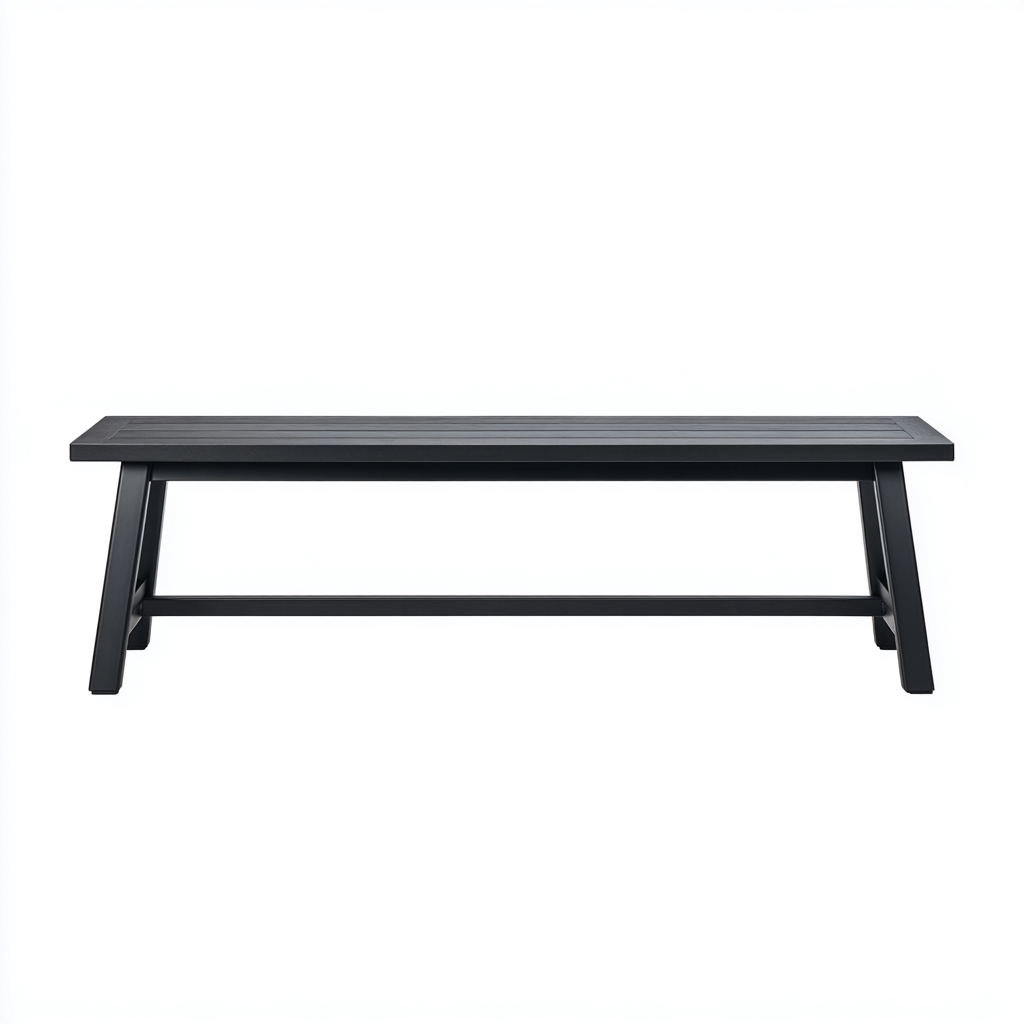 Banc de jardin-métal-140x42x46 cm-noir-moderne-Airyara