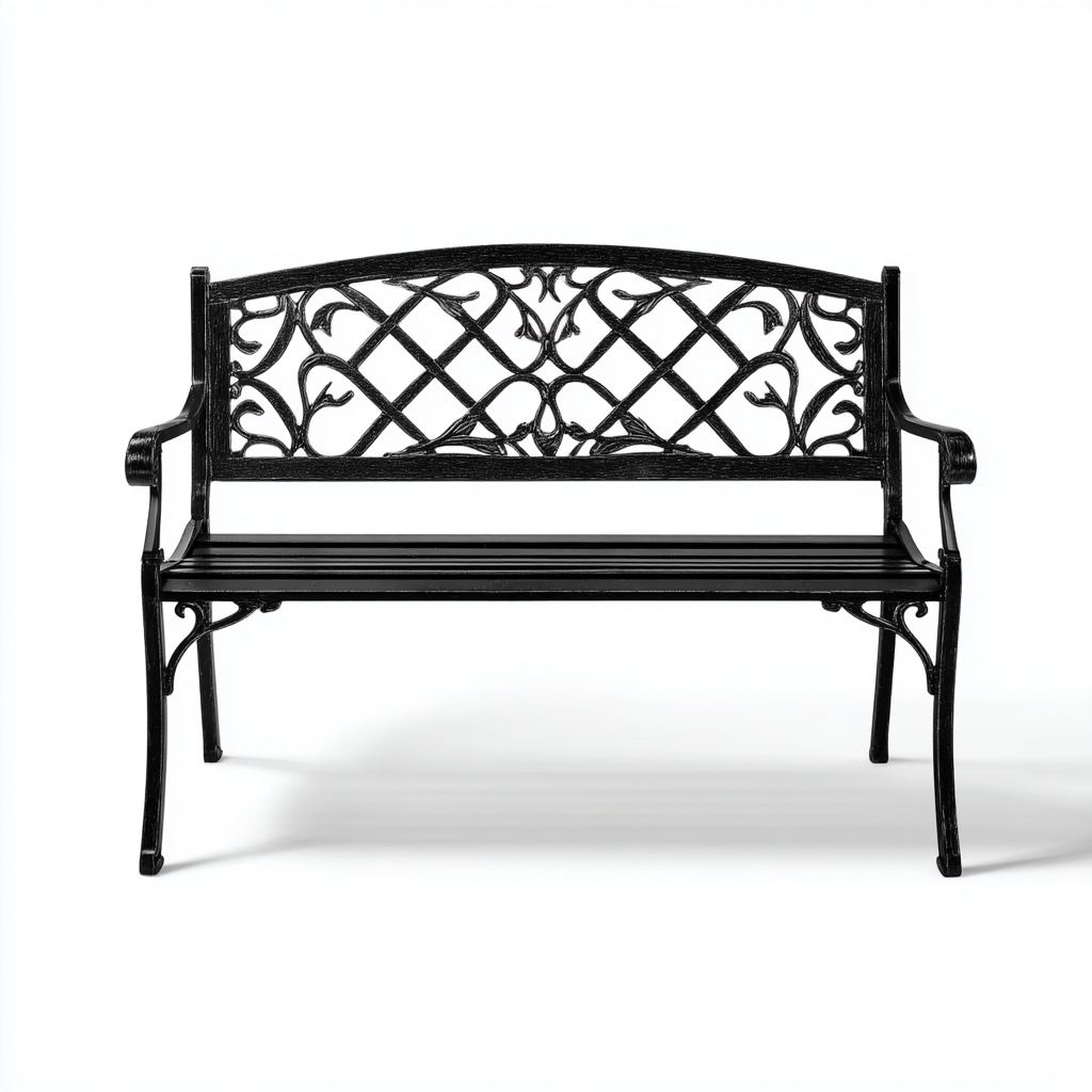 Banc de jardin-métal-130x62x90 cm-noir-style classique-Airyara