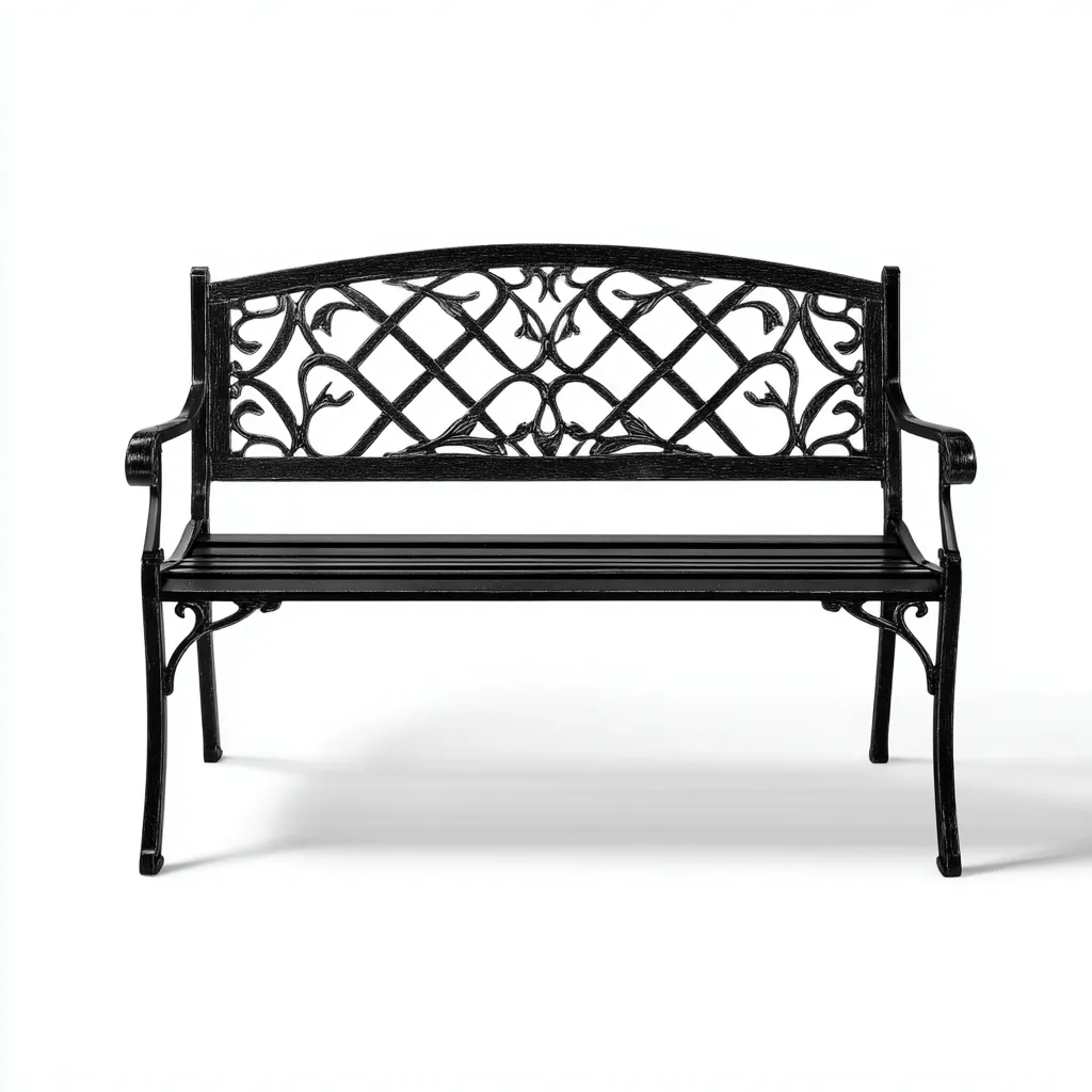 Banc de jardin-métal-130x62x90 cm-noir-style classique-Airyara