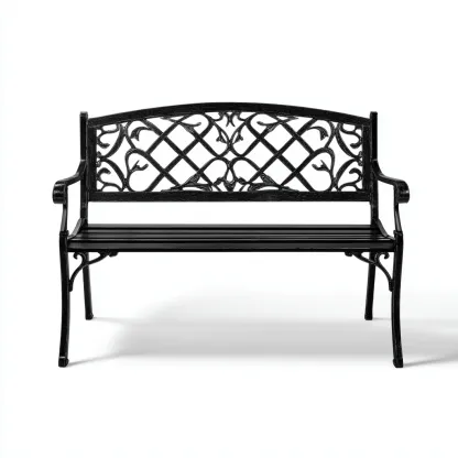 Banc de jardin-métal-130x62x90 cm-noir-style classique-Airyara