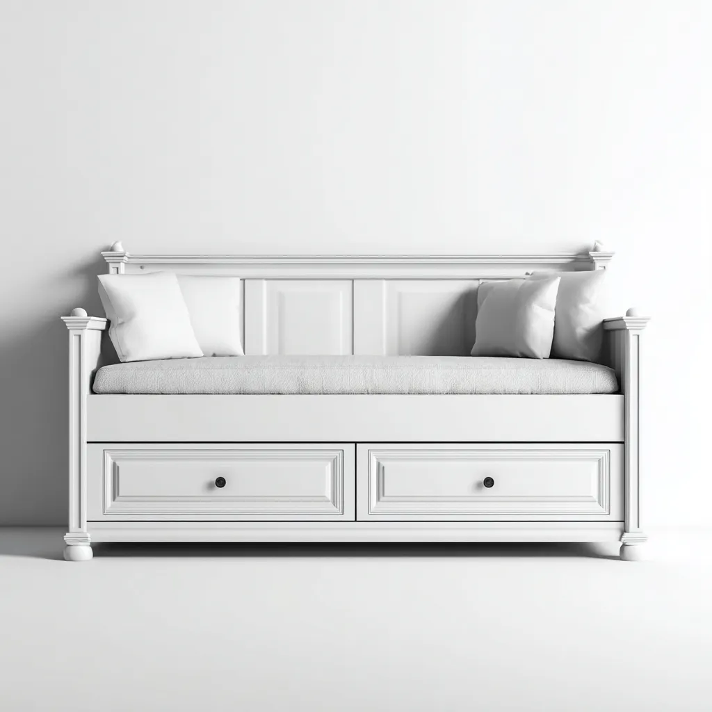 Canapé-lit-Bois-200x95x95 cm-Blanc-Style classique-Airyara
