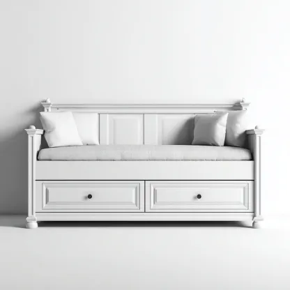Canapé-lit-Bois-200x95x95 cm-Blanc-Style classique-Airyara
