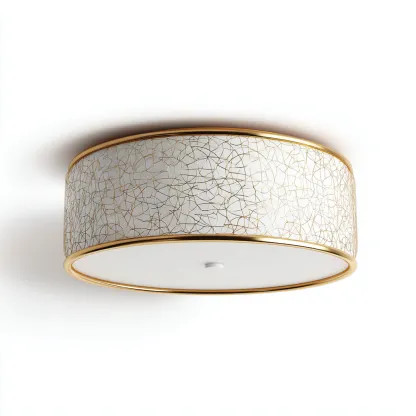 Plafonnier-métal-verre-36x36x12 cm-blanc-or-style moderne élégant-Airyara