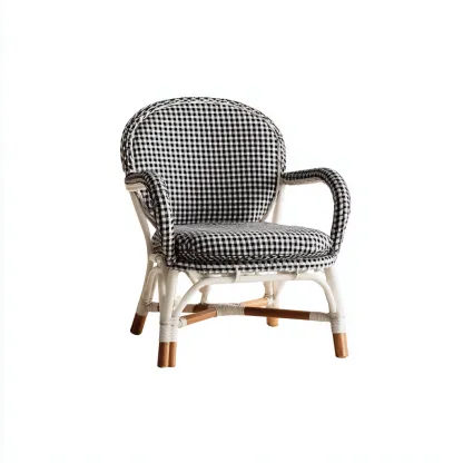 Chaise de jardin-rotin-58x56x82 cm-noir-blanc-style classique-Airyara