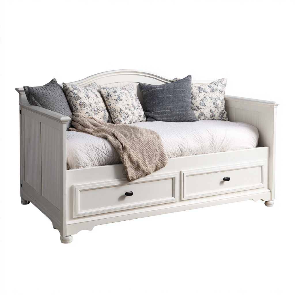 Canapé-lit - bois - 213x99x93 cm - blanc - style classique-Airyara