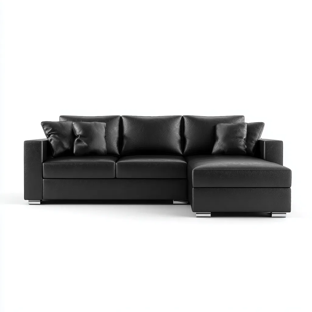 Canapé d'angle-cuir-300x165x82 cm-Noir-Style moderne-Airyara