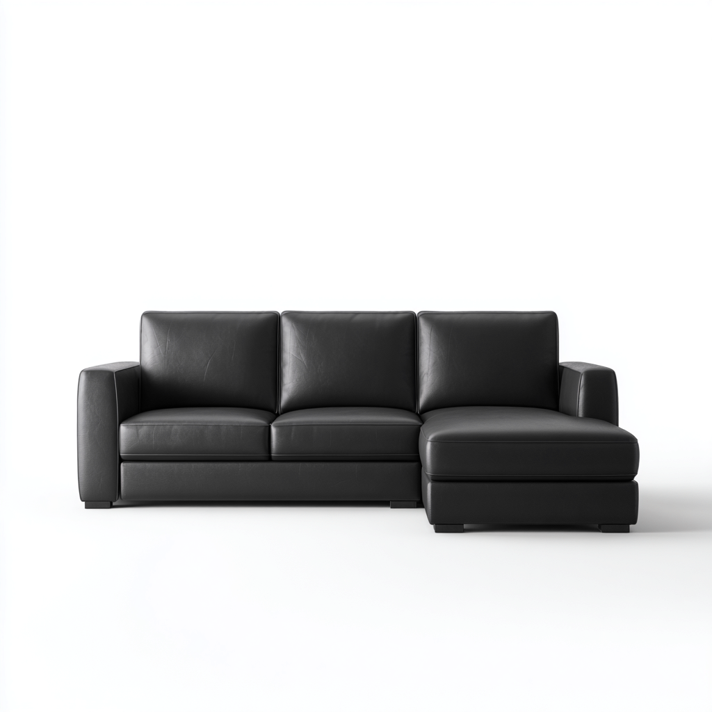 Canapé d'angle-cuir-295x160x82 cm-Noir-Style moderne-Airyara