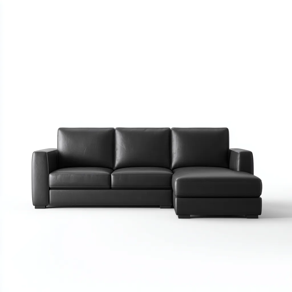 Canapé d'angle-cuir-295x160x82 cm-Noir-Style moderne-Airyara