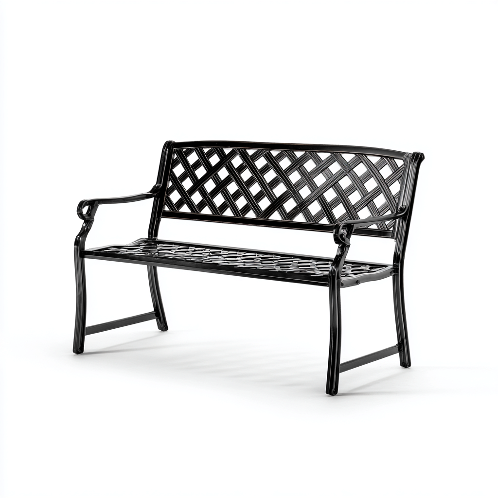 Banc de jardin-métal-124x60x89 cm-noir-classique-Airyara