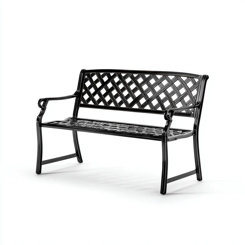 Banc de jardin-métal-124x60x89 cm-noir-classique-Airyara