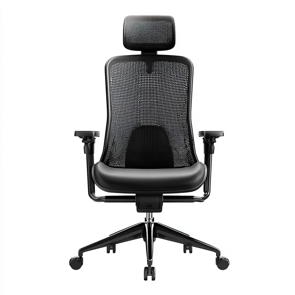 Chaise de bureau-maille-métal-69x66x125 cm-noir-style ergonomique-Airyara