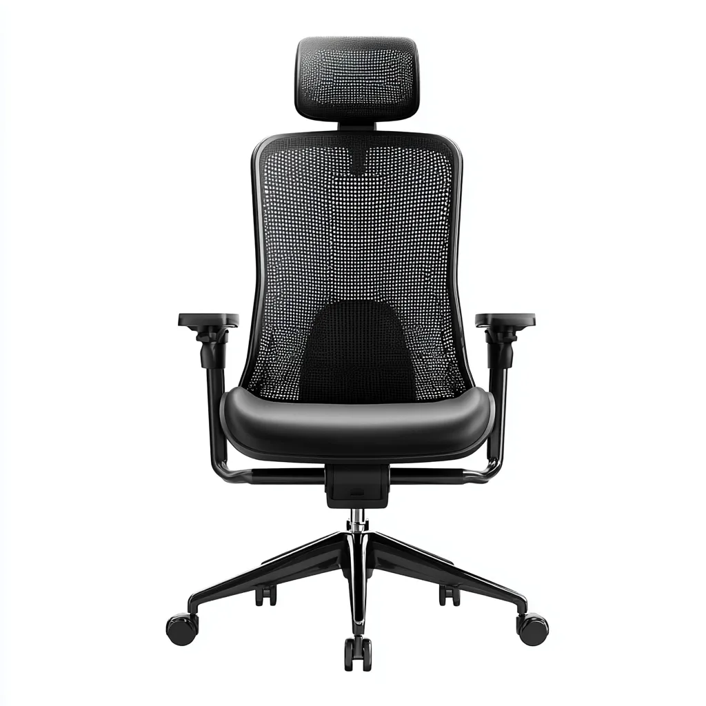 Chaise de bureau-maille-métal-69x66x125 cm-noir-style ergonomique-Airyara