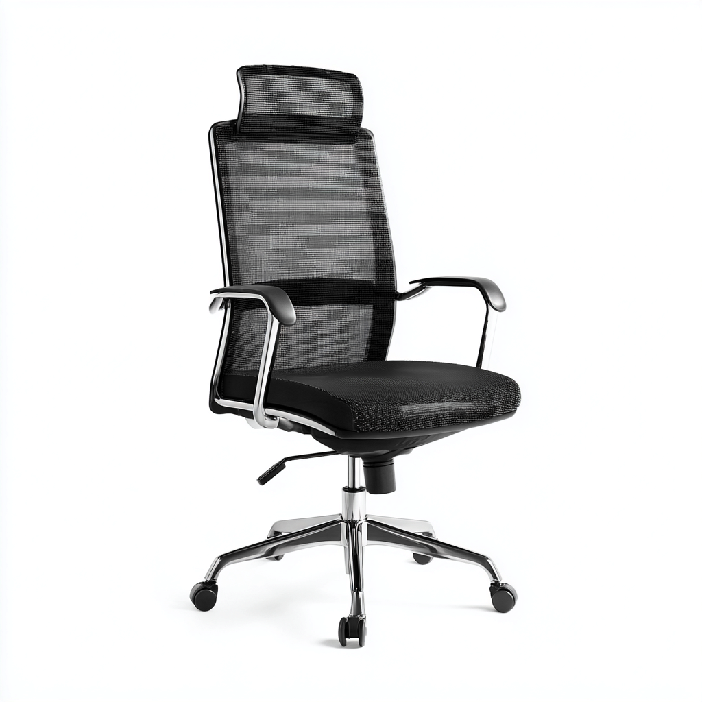 Chaise de bureau-mesh-métal-78x68x121 cm-noir-style ergonomique-Airyara