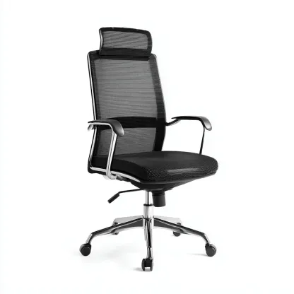 Chaise de bureau-mesh-métal-78x68x121 cm-noir-style ergonomique-Airyara