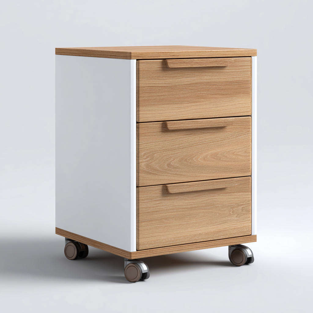 Armoire de bureau-bois-46x40x70 cm-blanc-chêne-moderne-Airyara