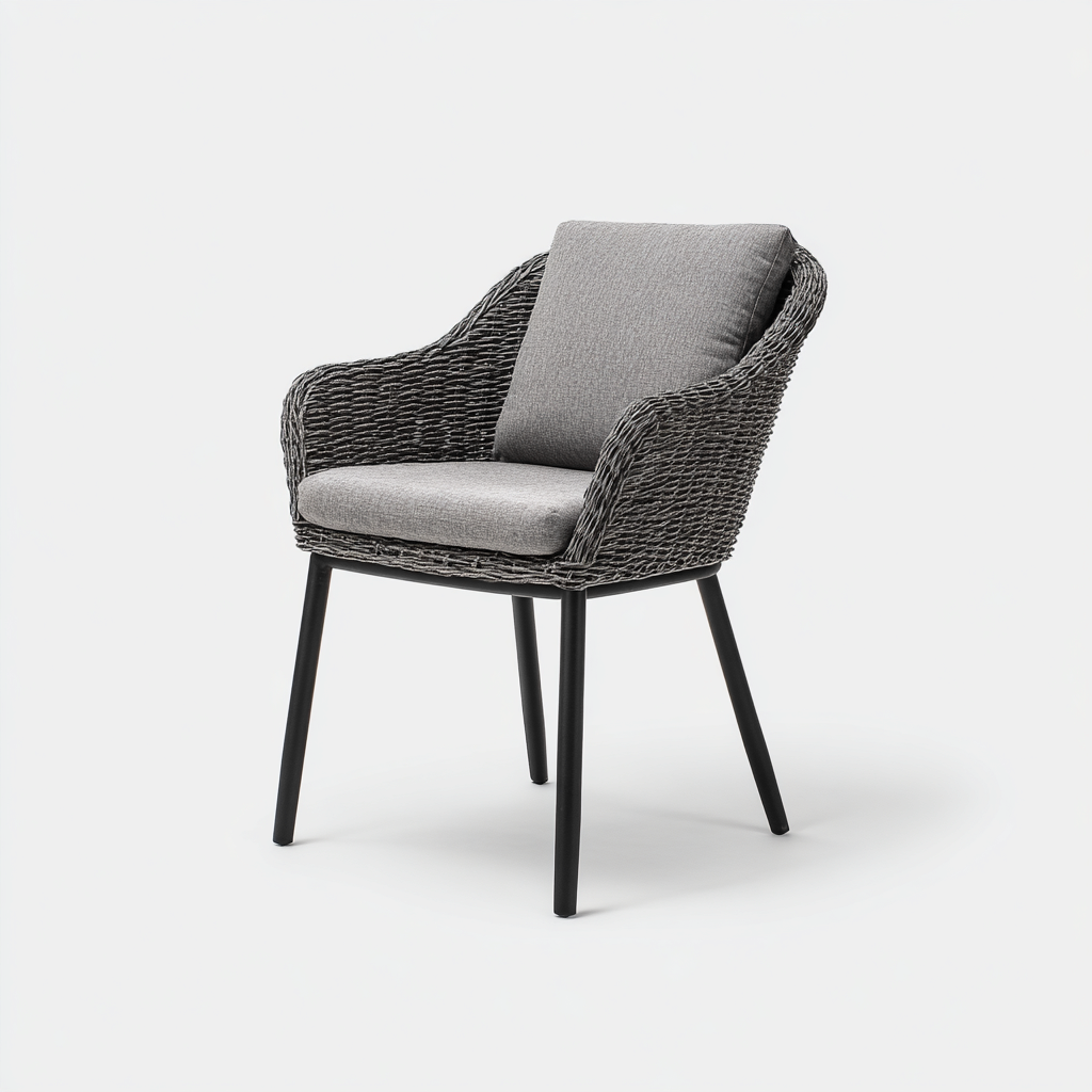 Chaise de jardin-métal-tissu-61x59x83 cm-gris-noir-style moderne-Airyara