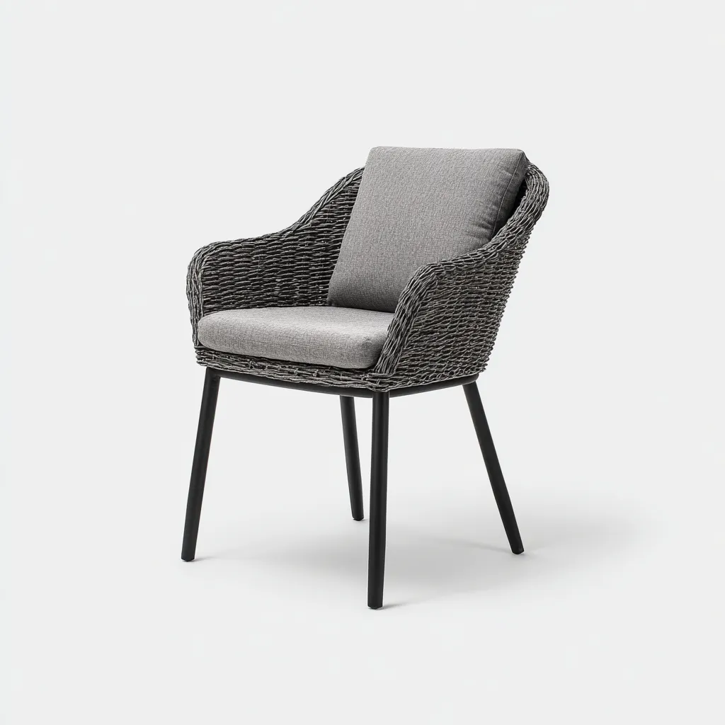 Chaise de jardin-métal-tissu-61x59x83 cm-gris-noir-style moderne-Airyara