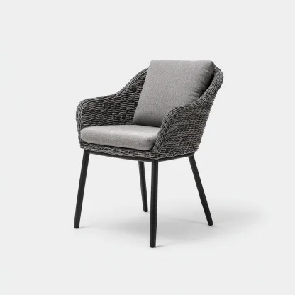 Chaise de jardin-métal-tissu-61x59x83 cm-gris-noir-style moderne-Airyara