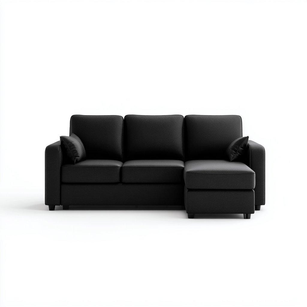 Canapé d'angle-tissu-292x162x84 cm-Noir-Style contemporain-Airyara