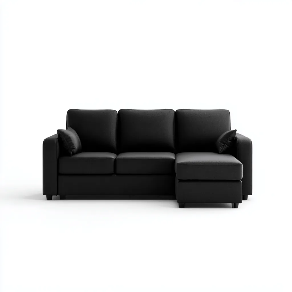 Canapé d'angle-tissu-292x162x84 cm-Noir-Style contemporain-Airyara