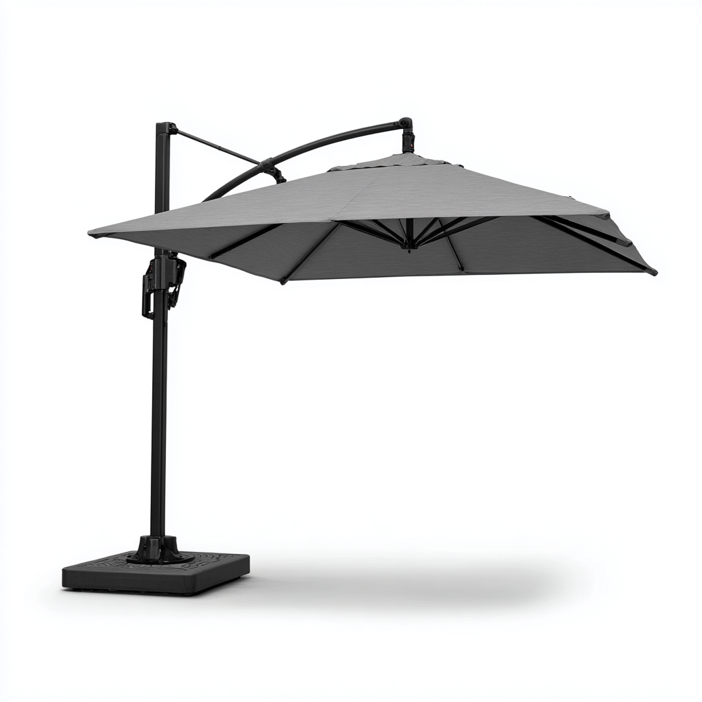 Parasol de jardin-polyester-métal-305x305x275 cm-gris-noir-style moderne-Airyara
