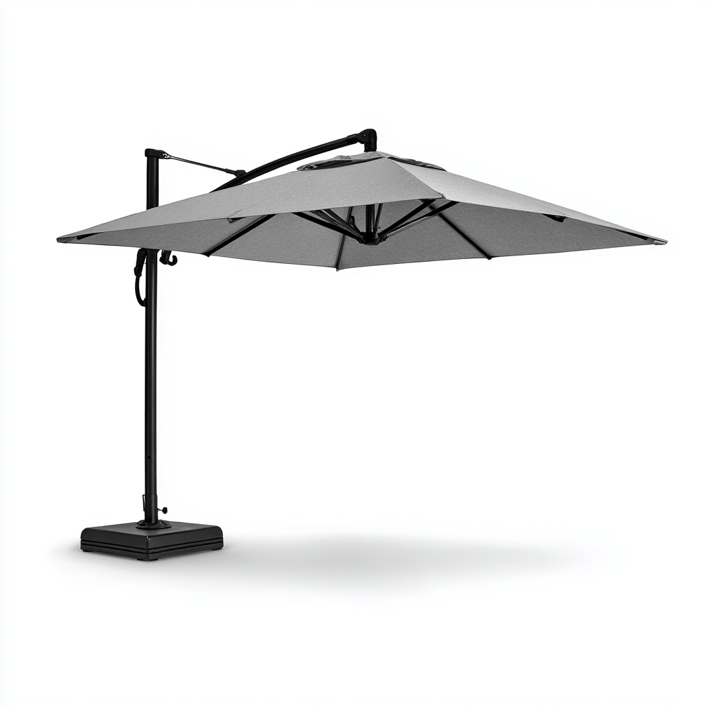Parasol de jardin-aluminium-polyester-330x330x265 cm-gris-noir-style moderne-Airyara
