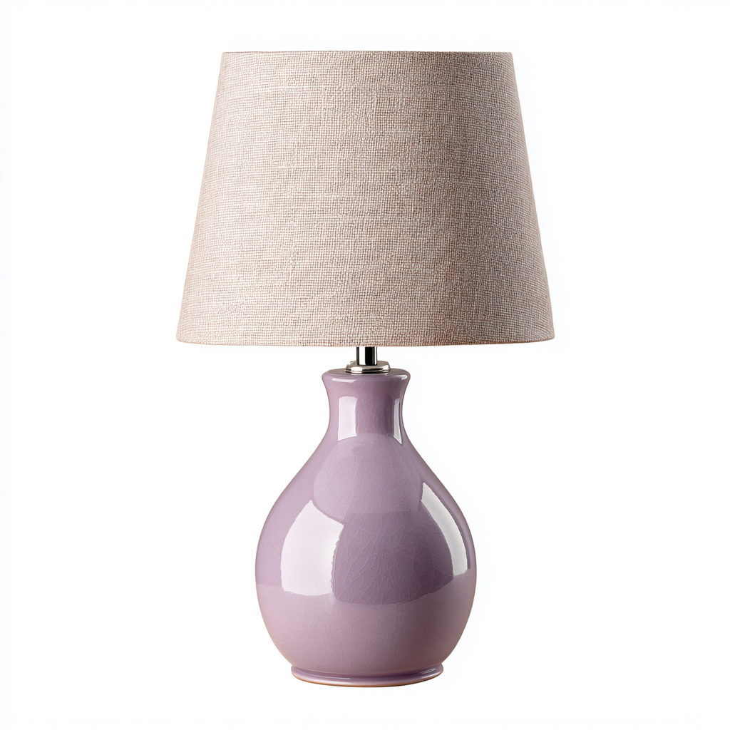 Lampe de table-Céramique-Tissu-22x22x41 cm-Violet-Beige-Design moderne-Airyara