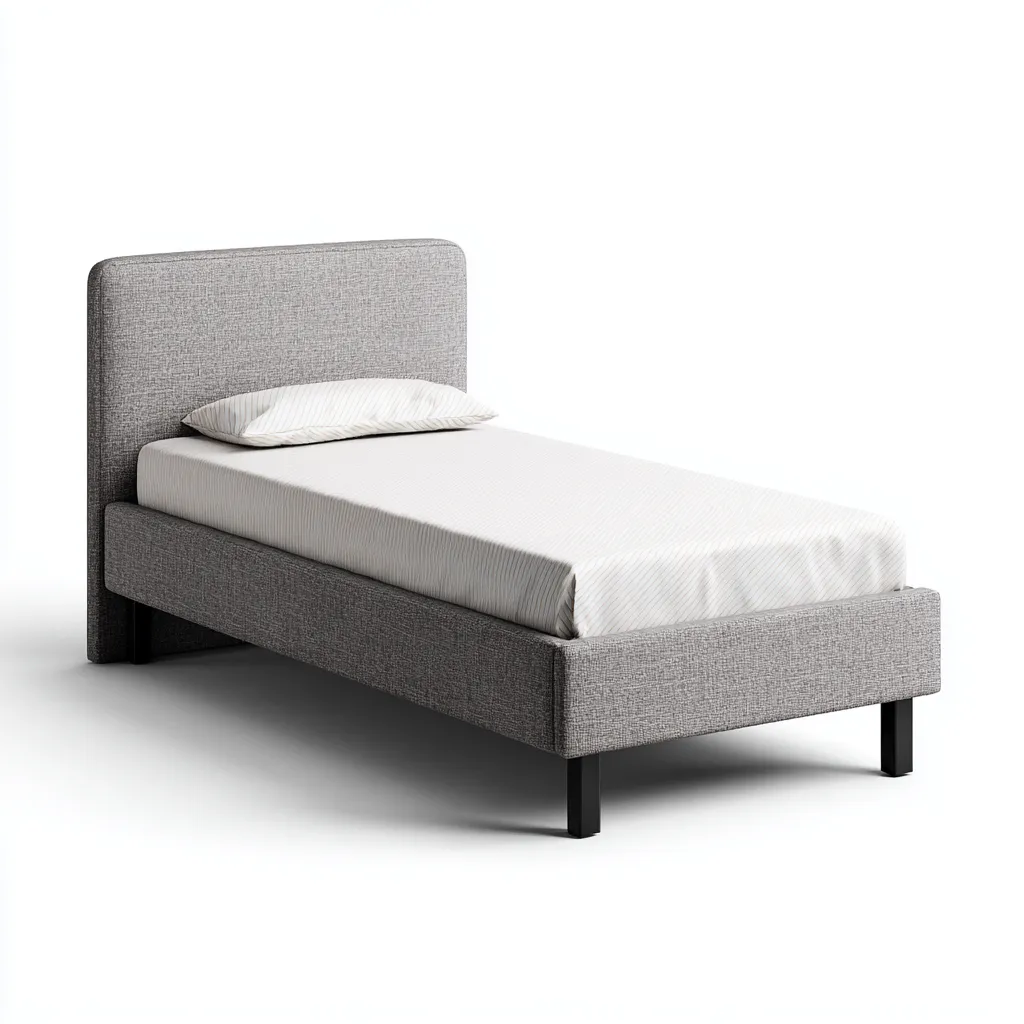 Lit simple-Tissu-Metal-204x100x109 cm-Gris-Design moderne-Airyara