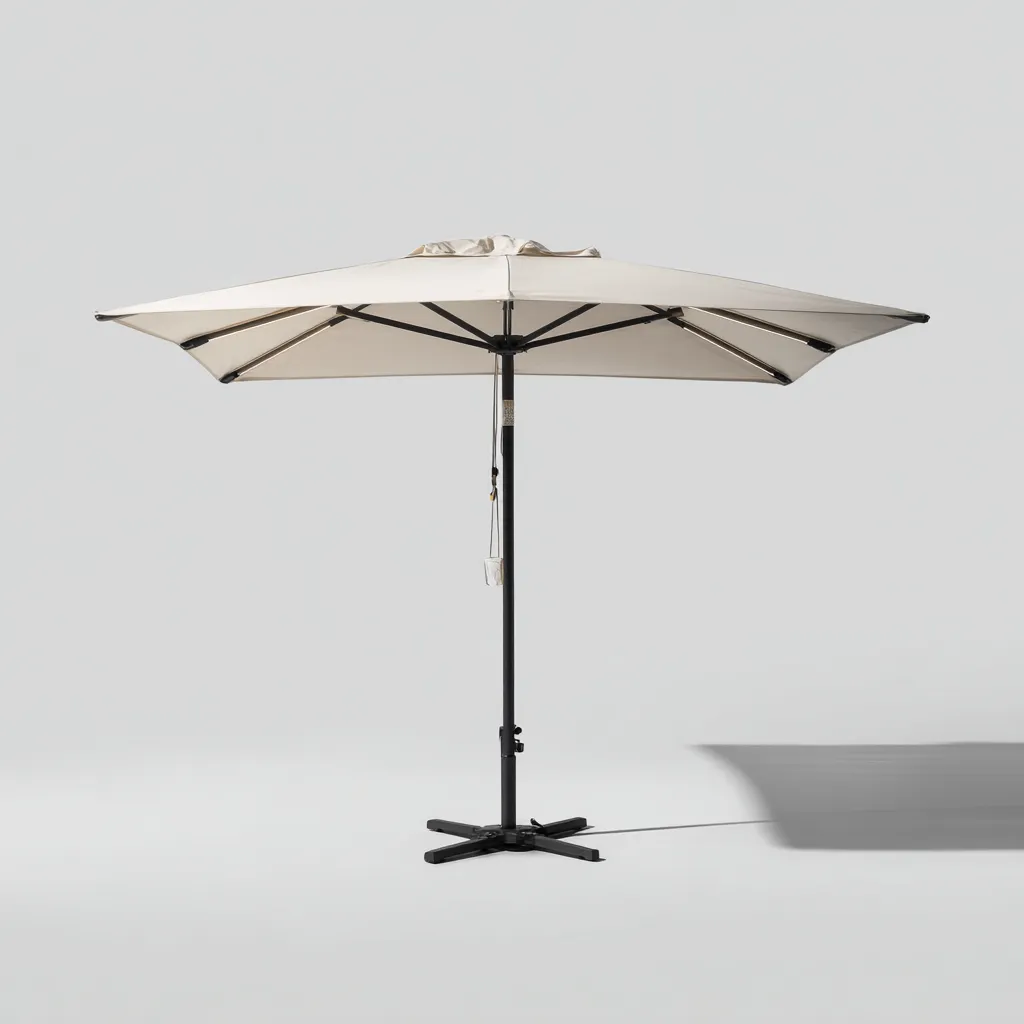 Parasol de jardin-métal-tissu-270x270x250 cm-beige-noir-moderne-Airyara