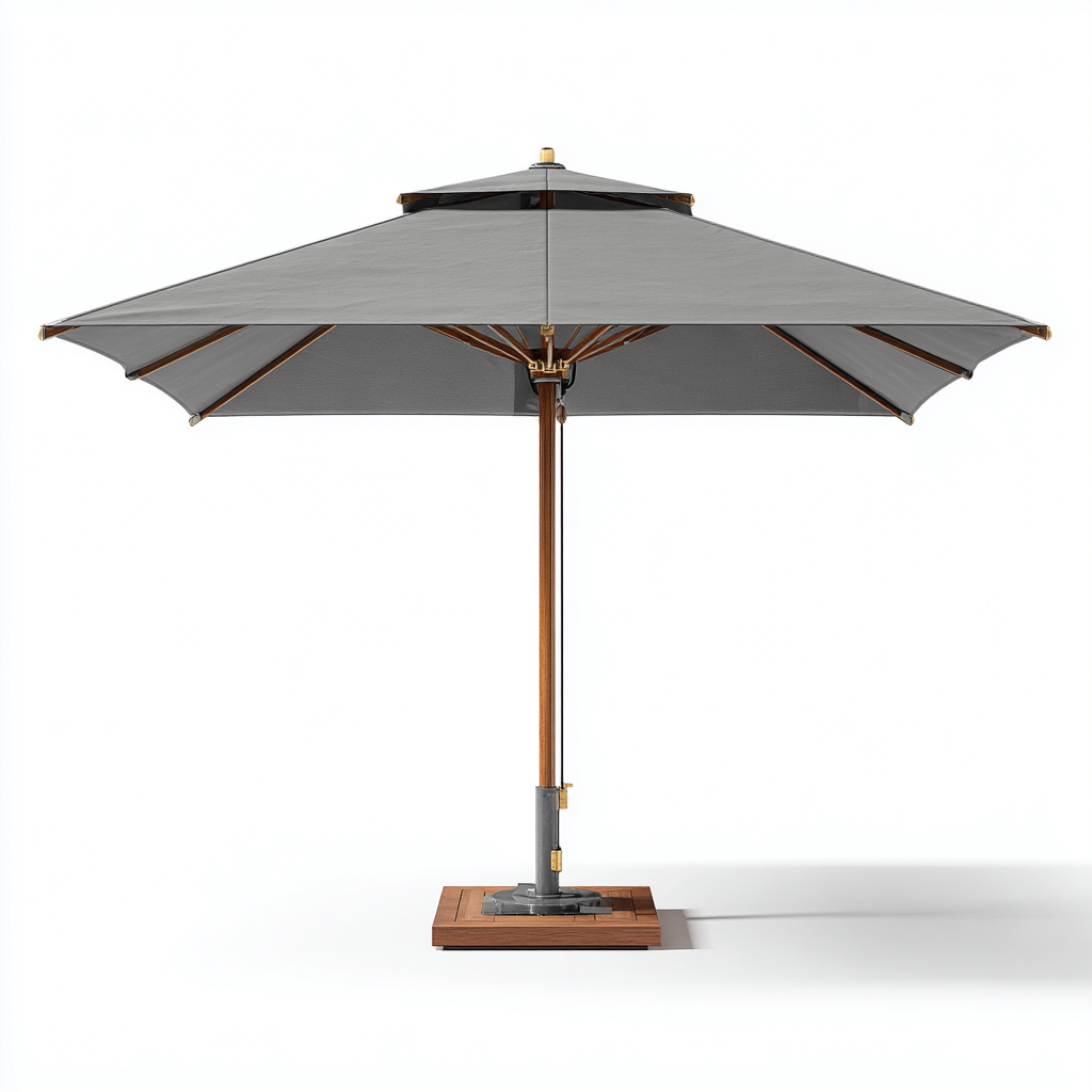Parasol de jardin-bois-polyester-305x305x260 cm-gris-bois-style naturel-Airyara