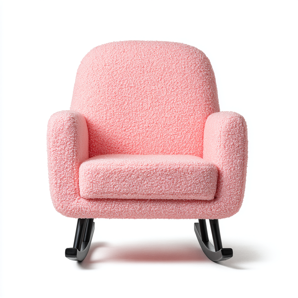Fauteuil à bascule-tissu-métal-88x72x90 cm-rose-style moderne-Airyara