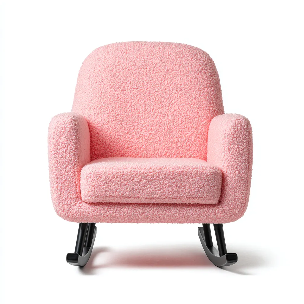 Fauteuil à bascule-tissu-métal-88x72x90 cm-rose-style moderne-Airyara