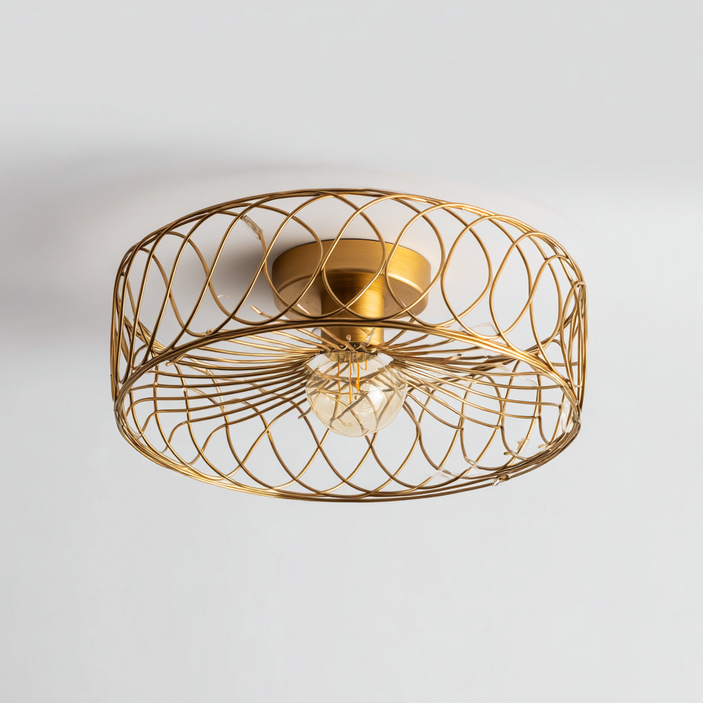 Plafonnier-métal-28x28x17 cm-or-style moderne léger-Airyara