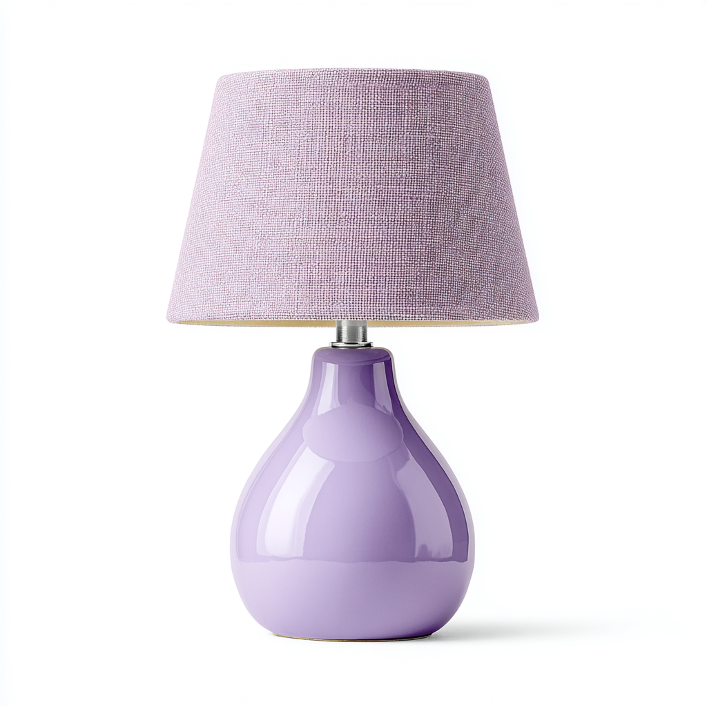 Lampe de table-Céramique-Tissu-21x21x38 cm-Violet-Violet clair-Design moderne-Airyara