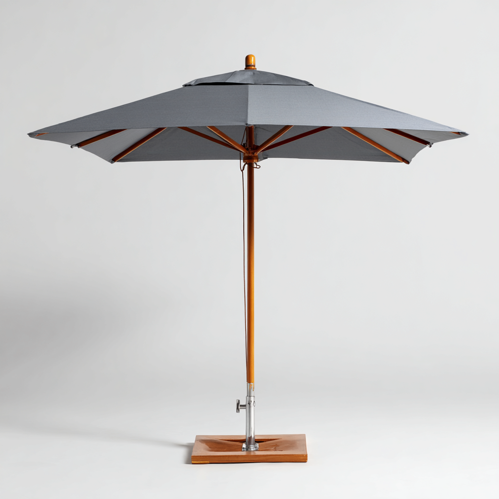 Parasol de jardin-bois-polyester-300x300x255 cm-gris-bois-style naturel-Airyara
