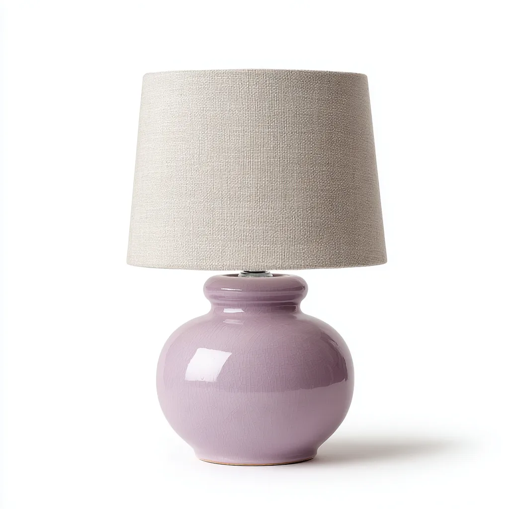 Lampe de table-Céramique-Tissu-22x22x40 cm-Violet-Beige-Design moderne-Airyara