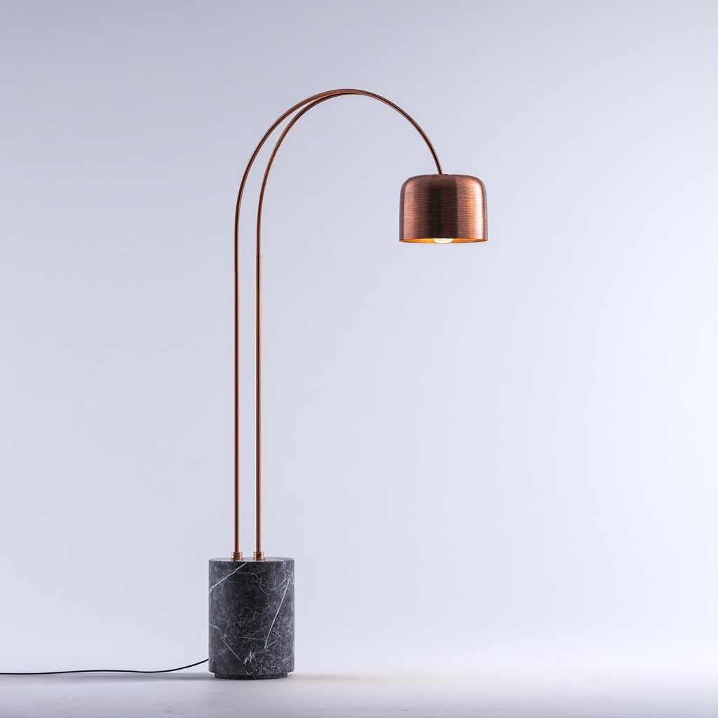 Lampadaire métal-marbre 50x34x171 cm - cuivre-noir - style moderne-Airyara