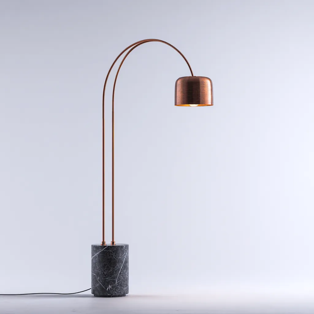 Lampadaire métal-marbre 50x34x171 cm - cuivre-noir - style moderne-Airyara