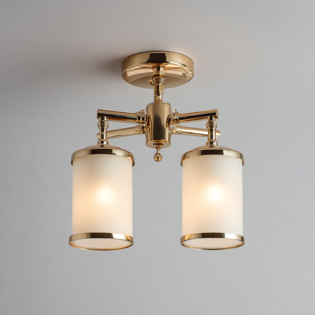 Plafonnier-métal-verre-32x32x24 cm-or-blanc-style classique élégant-Airyara