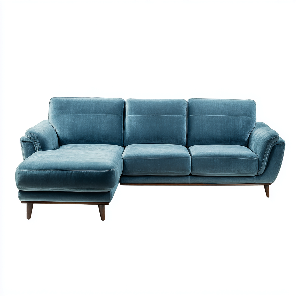 Canapé d'angle - Velours - Bois - 288x176x88 cm - Bleu - Style moderne-Airyara