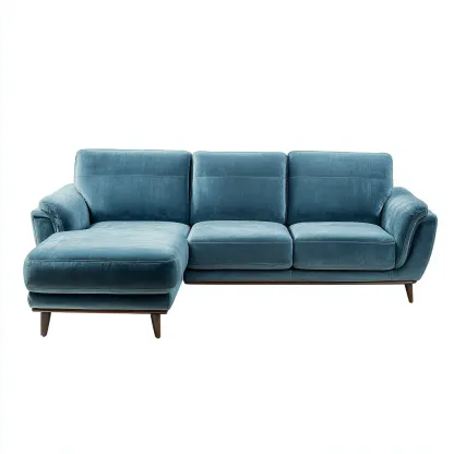 Canapé d'angle - Velours - Bois - 288x176x88 cm - Bleu - Style moderne-Airyara