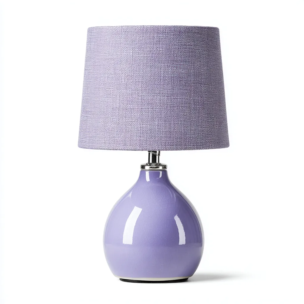 Lampe de table-Céramique-Tissu-Métal-21x21x39 cm-Violet-Violet clair-Design moderne-Airyara