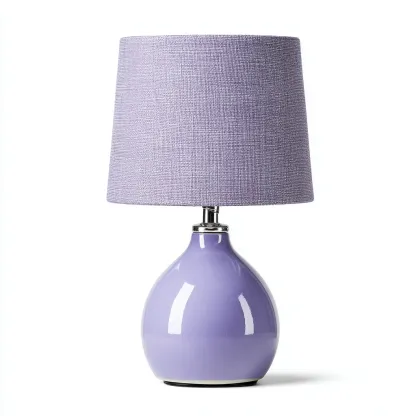 Lampe de table-Céramique-Tissu-Métal-21x21x39 cm-Violet-Violet clair-Design moderne-Airyara